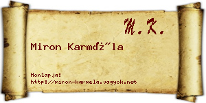 Miron Karméla névjegykártya